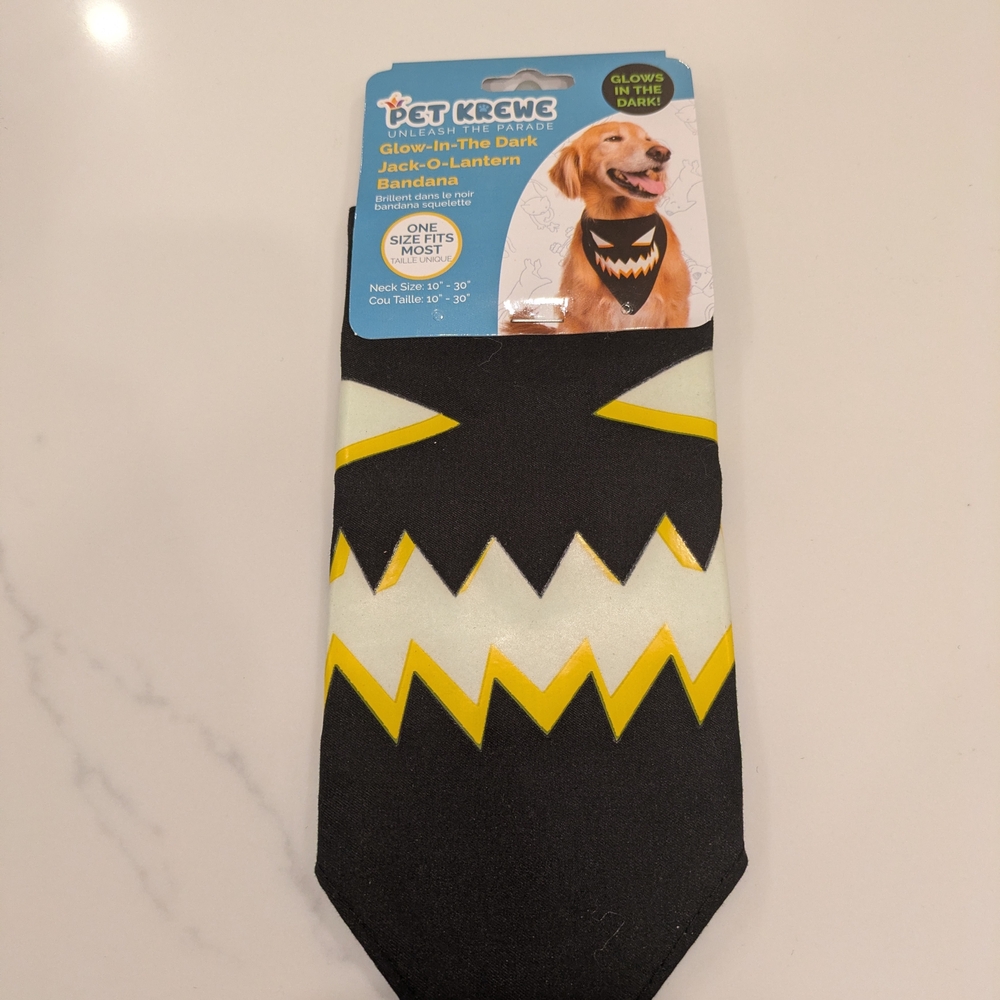 KREWE Glow-in-the-Dark Dog Bandana - Black and Yellow